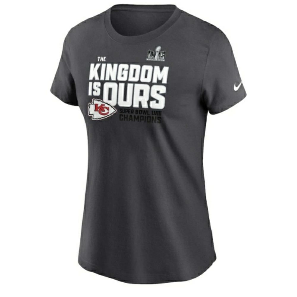 Nike Gray Tee Kansas City Chiefs Super Bowl LVIII Champions Women T-shirt Large